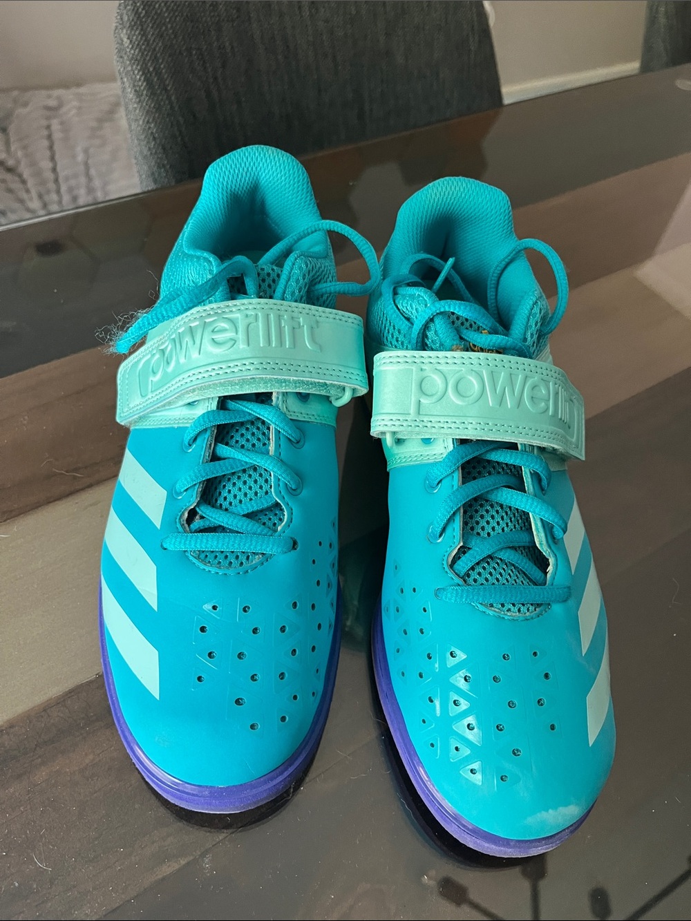 Women’s  Powerlift Addidas Shoes in Teal with Strap